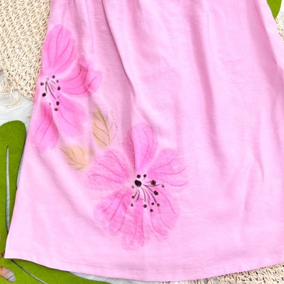 Vestido em Linho Flower Garden - Rosa